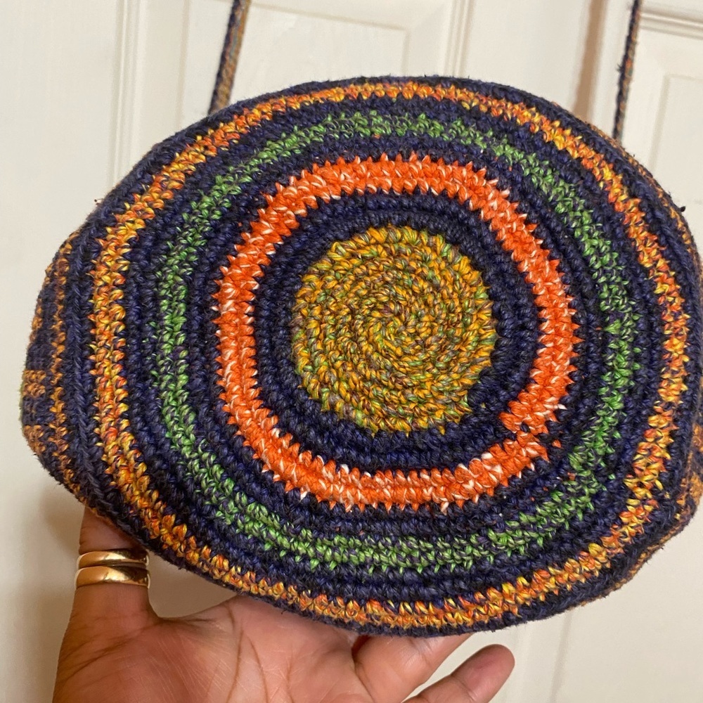 Handmade hobo purse crossbody knitted crochet 12x12 - Picture 3 of 10
